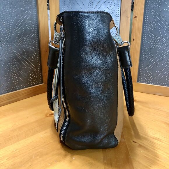 Brighton Scoop Leather Tote Bag 2 Tone Brown Fashionista Braided Strap Hardwear - Picture 4 of 16